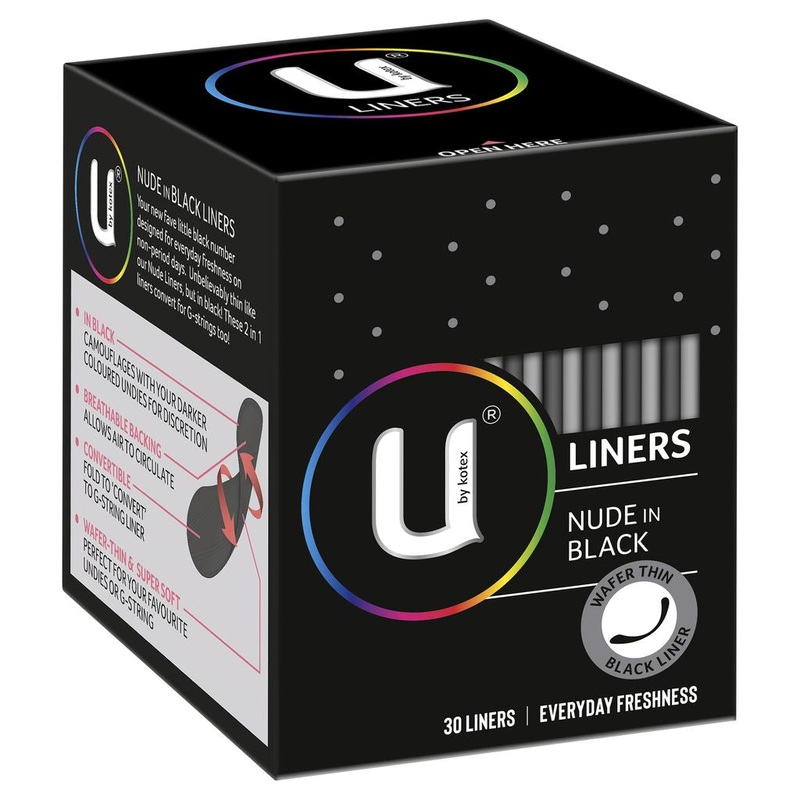 U By Kotex Liner Nude in Black 30 Pack