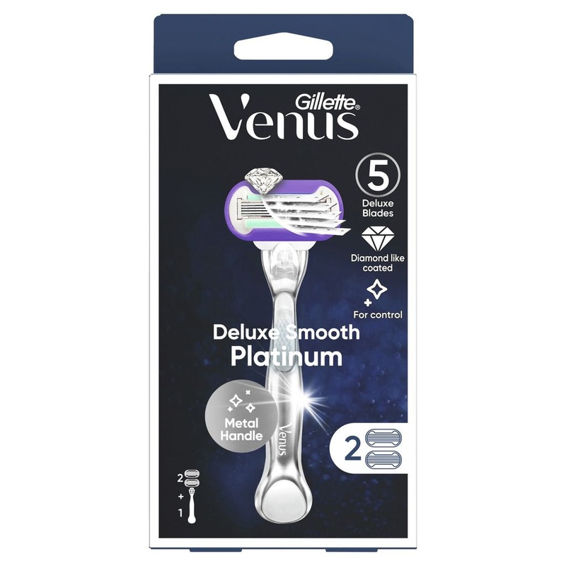 Gillette Venus Deluxe Smooth Platinum Women's Razor Handle + 2 Refills