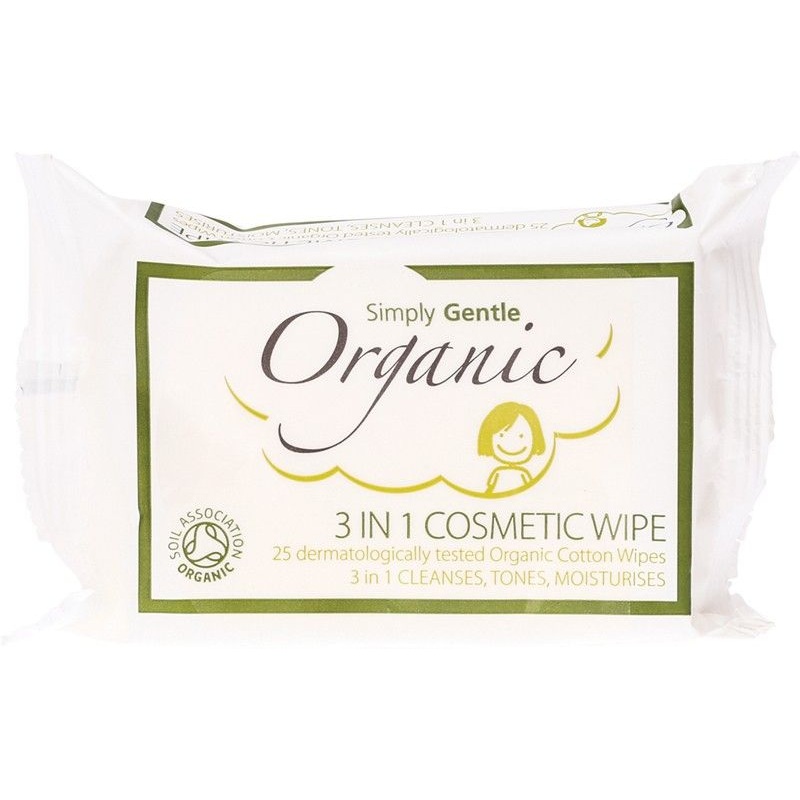 Simply Gentle Organic 3 in 1 Cosmetic Wipe Clean, Tone, Moisturise