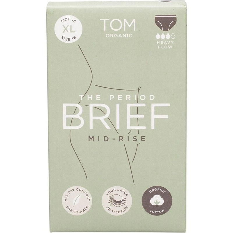 Tom Organic The Period Brief Mid-Rise Black Extra Large