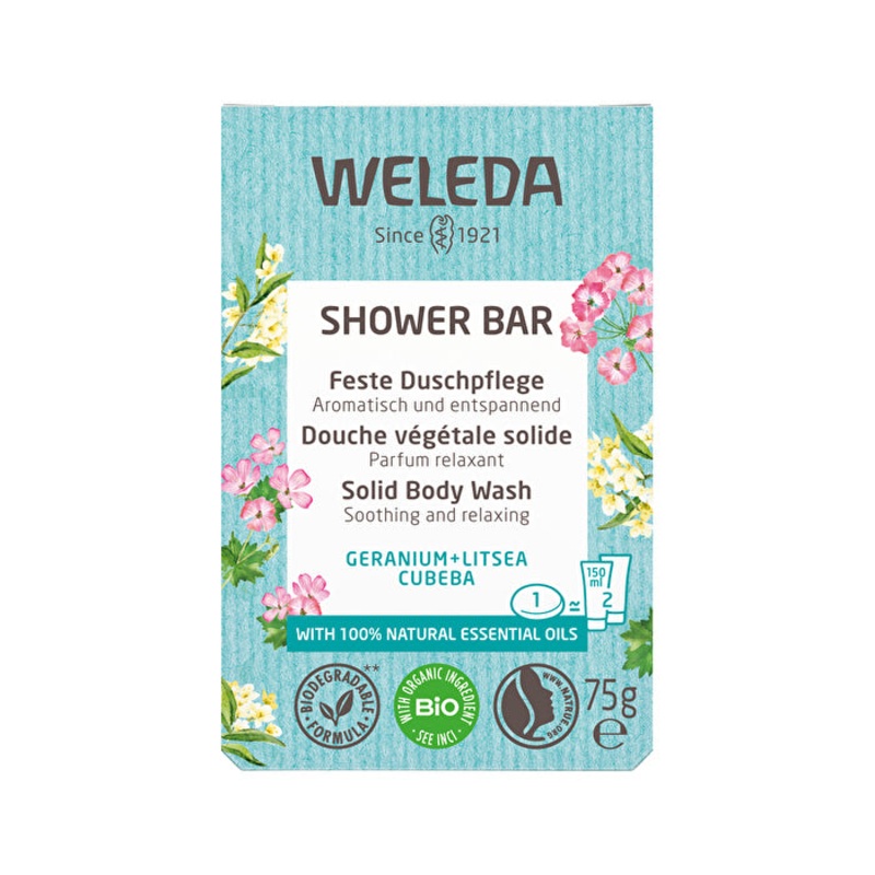 Weleda Shower Bar (Solid Body Wash) Geranium + Litsea Cubeba 75g