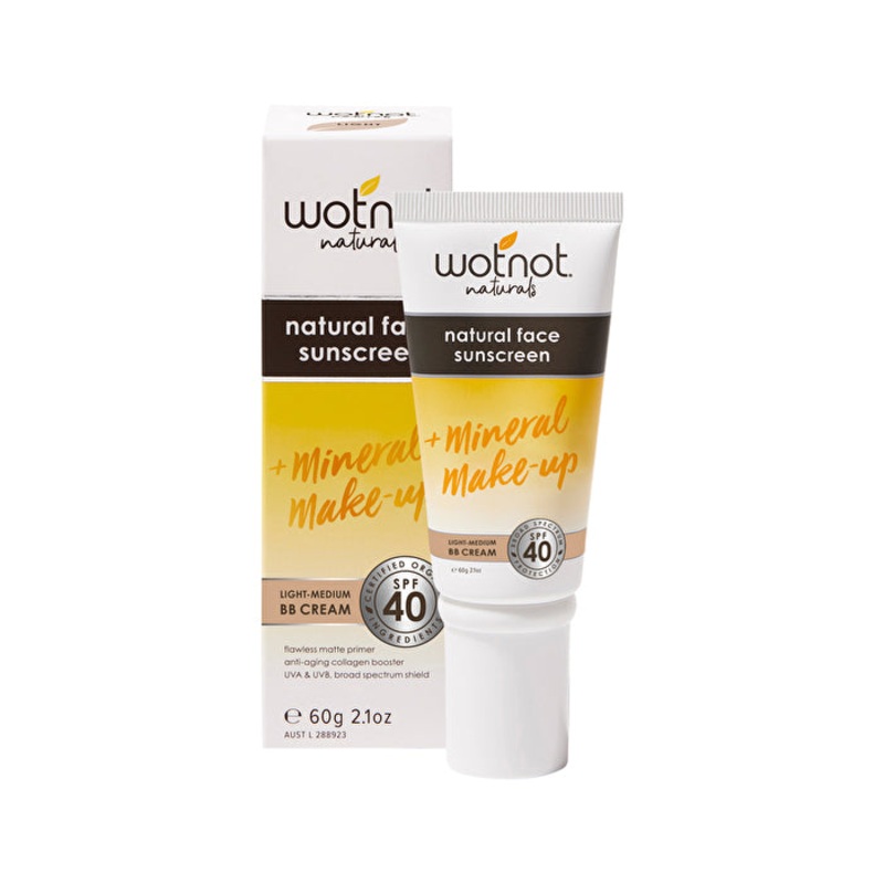 Wotnot Naturals Natural Face Sunscreen SPF 40 + Mineral MakeUp BB Cream Light/Medium Beige 60g