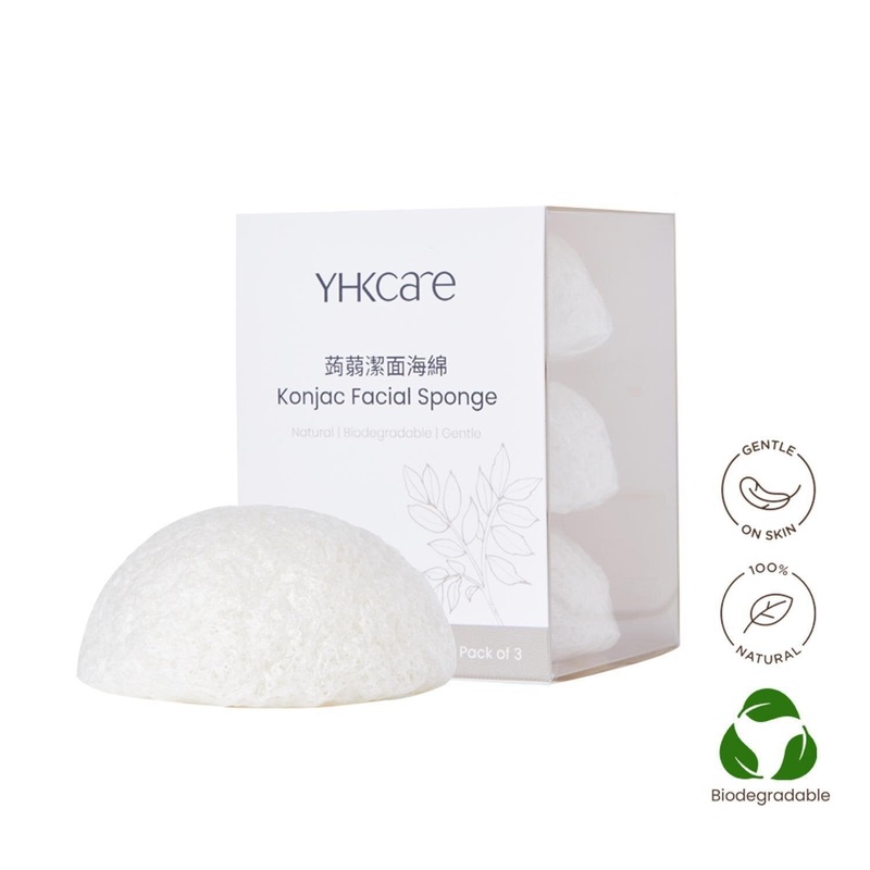 YHKCARE Konjac Sponge (Pure) Trio pack  3pcs