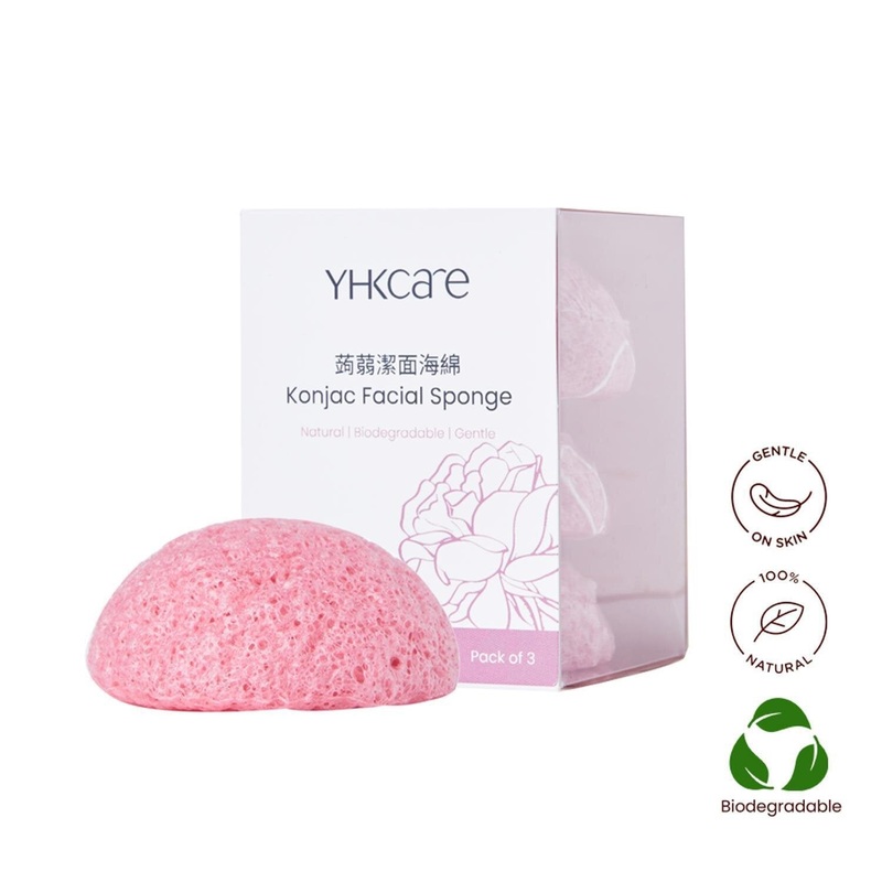 YHKCARE Konjac Sponge (Rose) Trio pack  3pcs