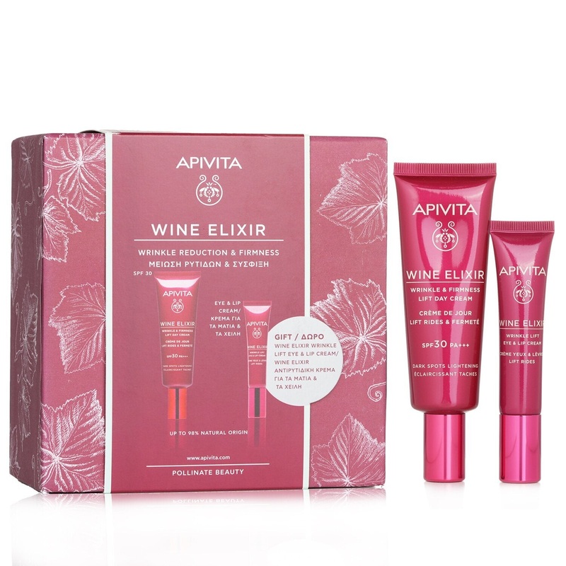 Apivita Wine Elixir Wrinkle Reduction & Firmness Gift Set: Day Cream SPF 30 40ml+ Eye & Lip Cream 15ml 08520 (Exp. Date: 12/2023)  2pcs