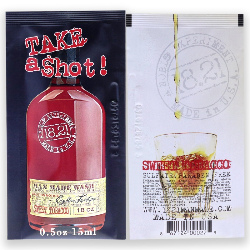 18.21 Man Made Man Made Wash - Sweet Tobacco by 18.21 Man Made for Men - 0.5 oz 3-In-1 Shampoo, Conditioner and Body Wash